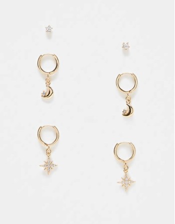 earrings multipack with moon and star