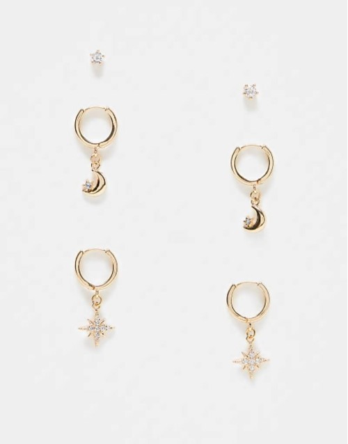 earrings multipack with moon and star