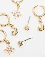 earrings multipack with moon and star