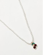 pearl beaded necklace with cherry pendant in white