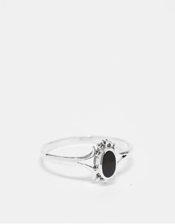 oval black onyx ring in sterling silver