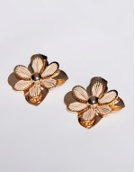 aurrora statement floral earrings in gold