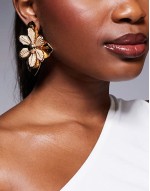 aurrora statement floral earrings in gold