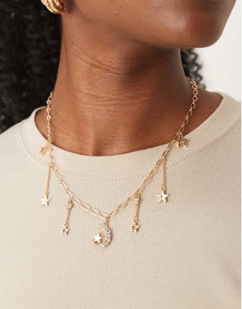 celestial multicharm necklace in gold