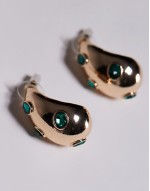 chunky hoop earrings with greenjewels in 18k gold plated