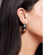 chunky hoop earrings with greenjewels in 18k gold plated