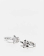 10mm gemset star huggie hoop earrings in sterling silver