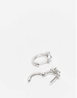 10mm gemset star huggie hoop earrings in sterling silver