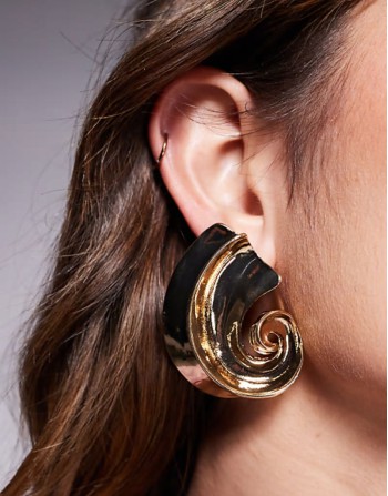 18ct gold plated swirl stud statement stud earrings