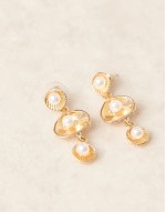 shell drop earrings with pearl detail in gold