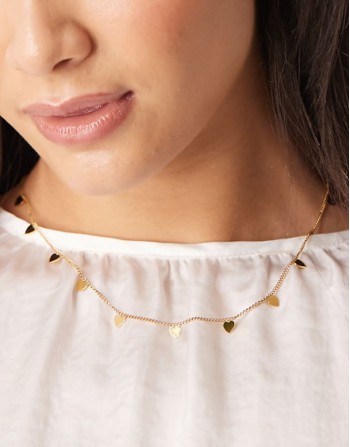 Lost Souls stainless steel 18ct gold plated mini heart charm necklace