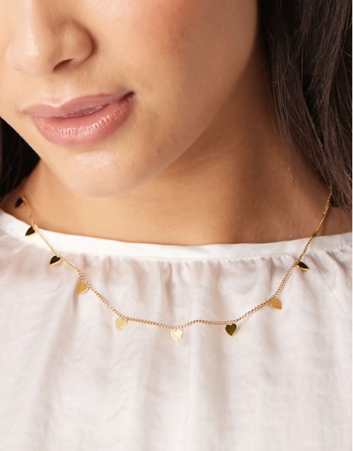 Lost Souls stainless steel 18ct gold plated mini heart charm necklace