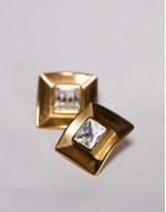 Neck on the Line vintage style embellished square earrings in gold plated