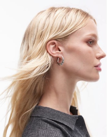 sterling silver rope edged chunky hoop earrings