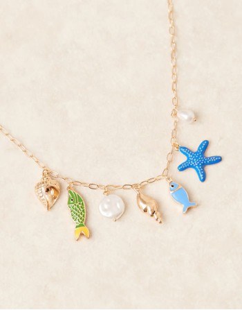 aquatic multicharm necklace in gold