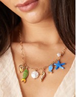 aquatic multicharm necklace in gold