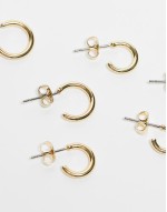 18k plated 3-pack everyday huggie and hoop earrings in gold