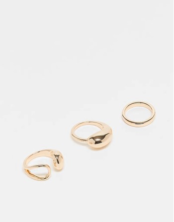 pack of 3 simple wrap around rings in gold tone