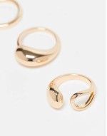 pack of 3 simple wrap around rings in gold tone