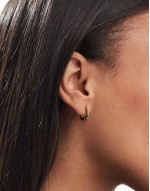14k gold plated with huggie hoop earrings in square design
