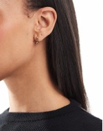 14k gold plated with huggie hoop earrings in square design