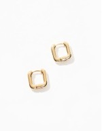 14k gold plated with huggie hoop earrings in square design