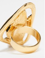 Limited Edition 14k gold plated ring with molten design and tigers eye real semi precious stone