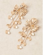 drop earrings in floral tassel design in gold tone