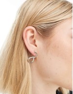hoop earrings with back and front clicker wiggle design in silver tone
