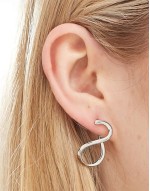 hoop earrings with back and front clicker wiggle design in silver tone