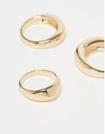 Curve pack of 3 minimal bubble rings in gold tone