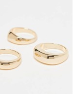 Curve pack of 3 minimal bubble rings in gold tone