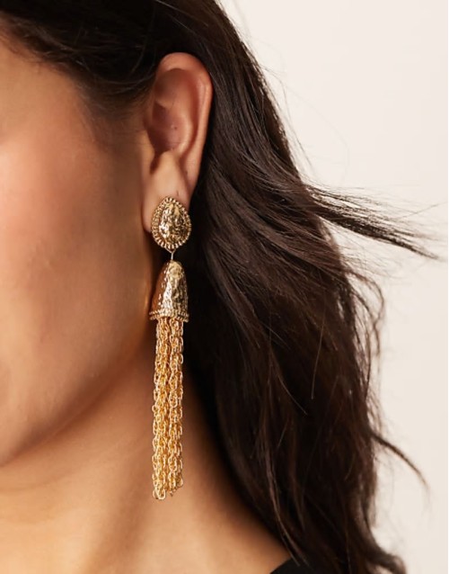 Limited Edition drop earrings with tassel detail in gold tone