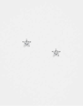 cubic zirconia star stud earrings in sterling silver