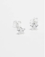 cubic zirconia star stud earrings in sterling silver
