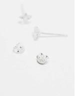 cubic zirconia star stud earrings in sterling silver
