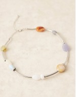 necklace with abstract bead detail in silver tone