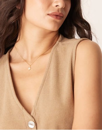 opal starburst charm necklace in 18k gold plated