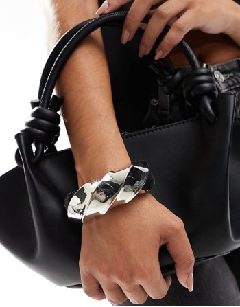 cuff bracelet with XL twist detail in silver tone