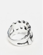 unisex ring with weave detail in burnished silver