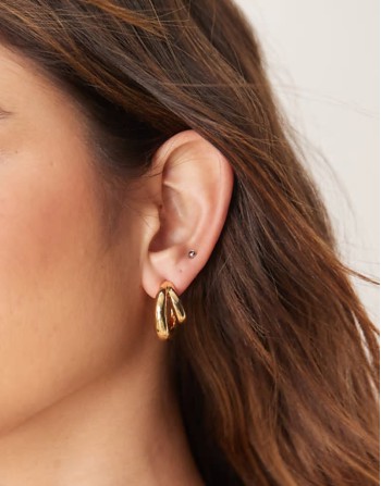 14k gold plated multirow hoop earrings