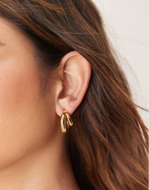 14k gold plated multirow hoop earrings
