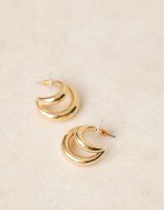 14k gold plated multirow hoop earrings