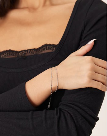 Lost Souls stainless steel multirow curb chain bracelet in silver