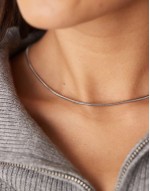 Lost Souls stainless steel thin snake chain necklace in silver