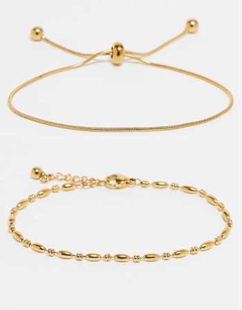 waterproof stainless steel pack of 2 friendship bracelets in fine chain with gift bag