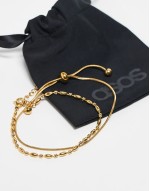 waterproof stainless steel pack of 2 friendship bracelets in fine chain with gift bag