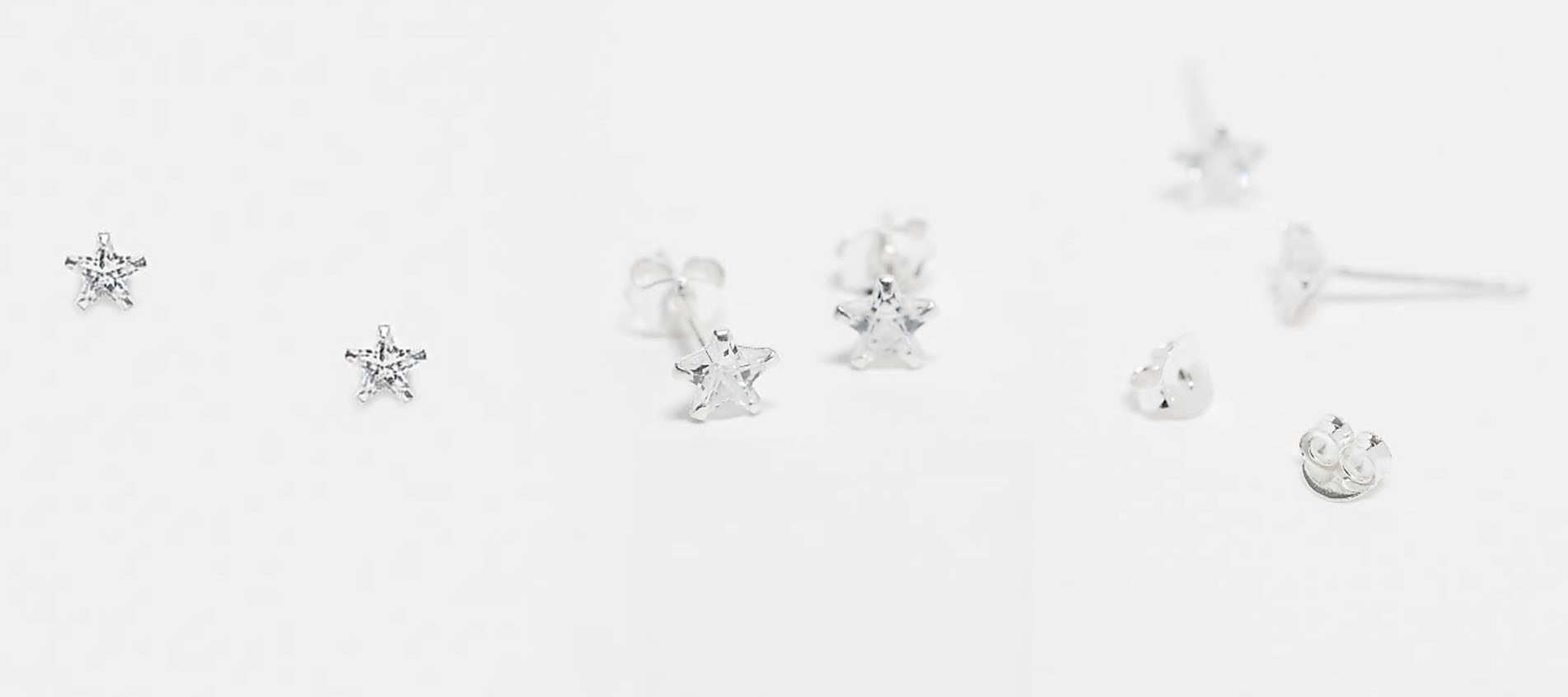 cubic zirconia star stud earrings in sterling silver